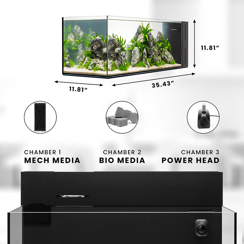 UNS Dual All-In-One 45A Peninsula Aquarium – 9 Gallon Rimless Tank