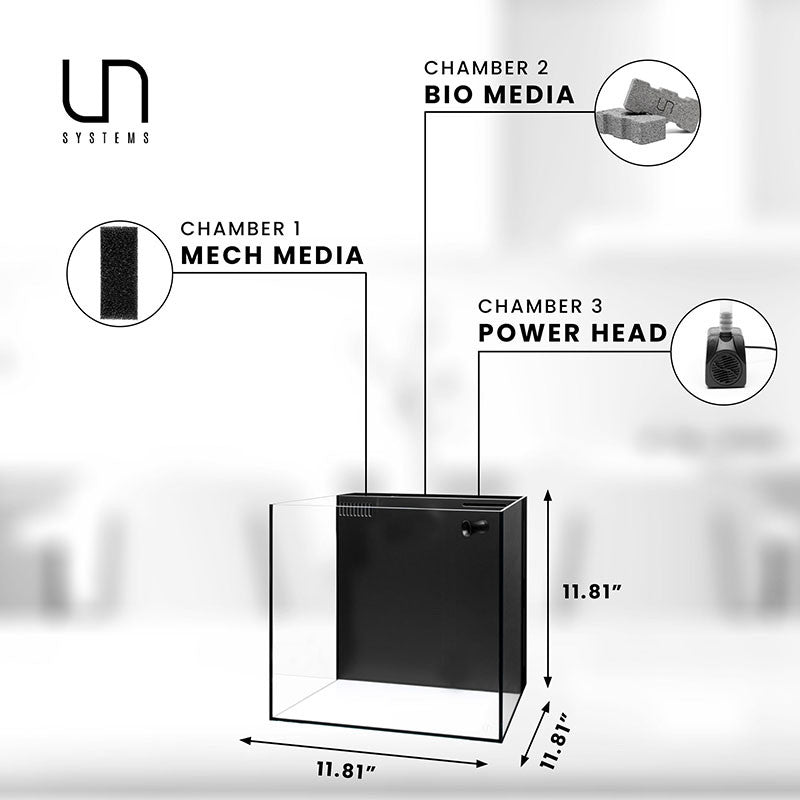 UNS Dual All-In-One 40A Aquarium – 17 Gallon Rimless Tank