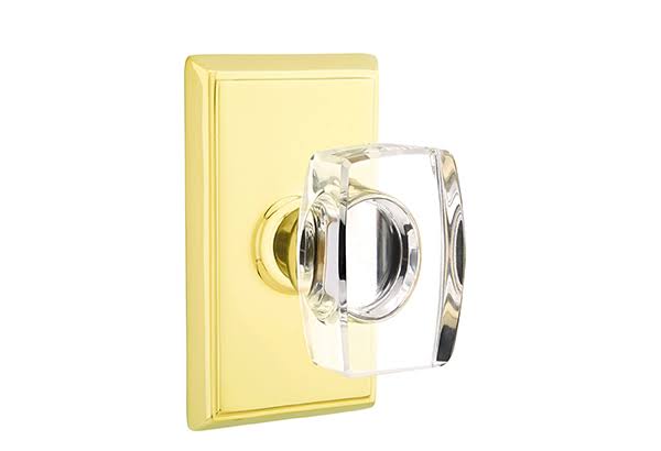 Emtek Windsor Crystal Knob w/ Rectangular Rosette Passage Set Polished KHBQZL_L4PQ