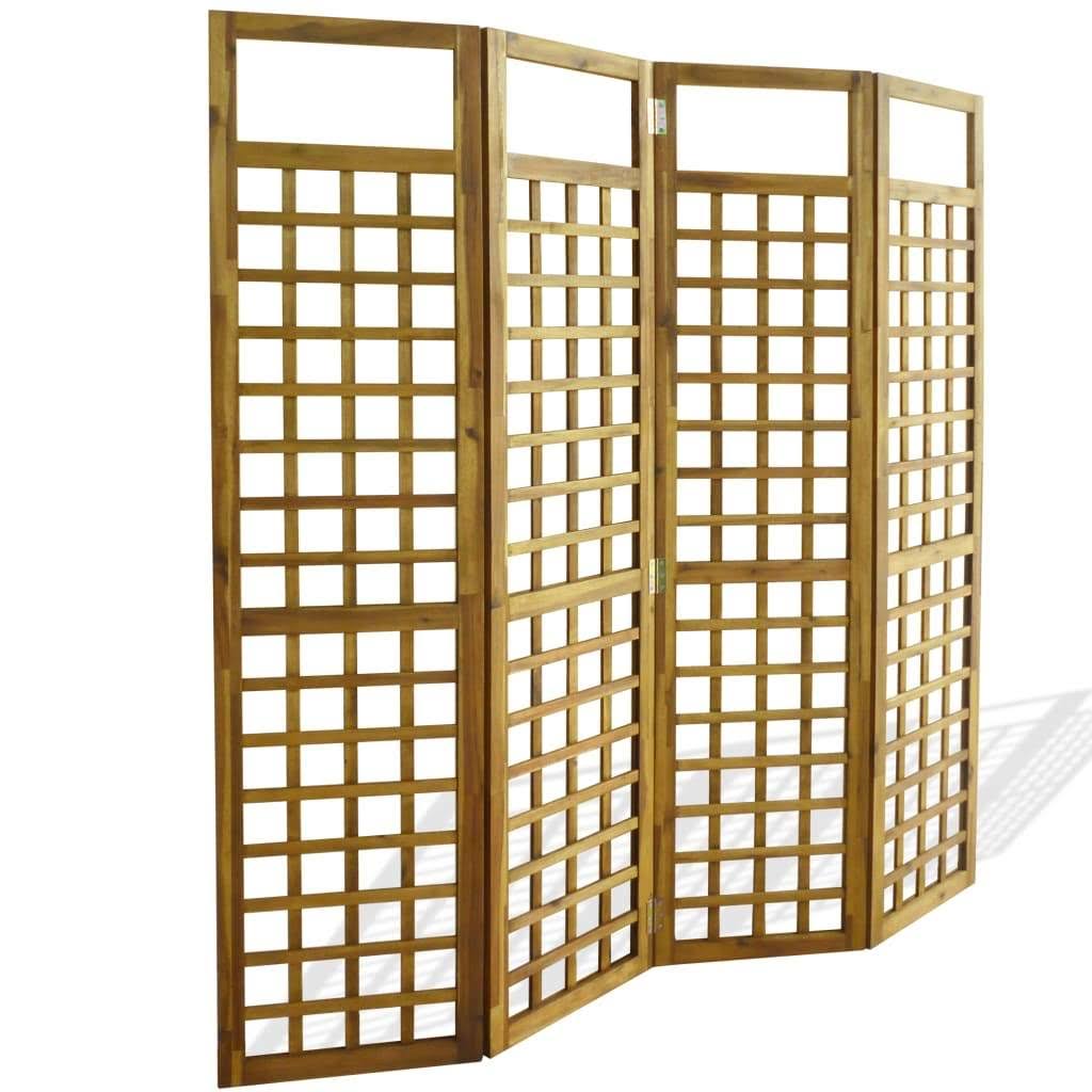 vidaXL 4-Panel Room Divider / Trellis Solid Acacia Wood RFZGV6_6PTW vidaXL 4-Panel Room Divider / Trellis Solid Acacia Wood RFZGV6_6PTW