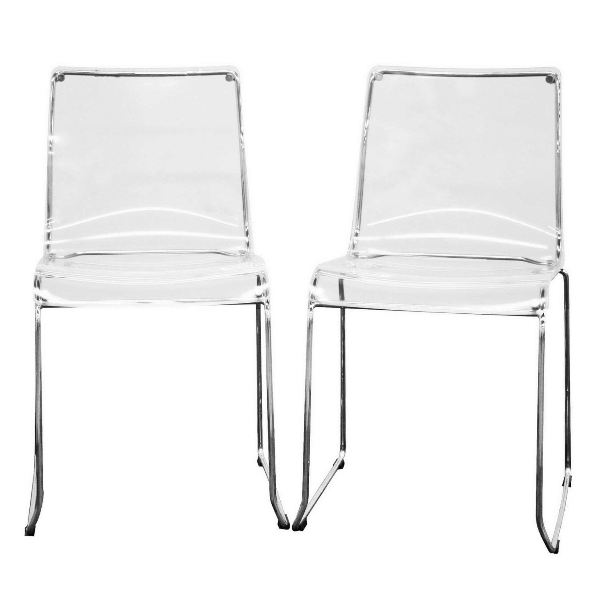 Baxton Studio Lino Transparent Acrylic Dining Chair, Clear - 2 K1BD1D_JUE5 Baxton Studio Lino Transparent Acrylic Dining Chair, Clear - 2 K1BD1D_JUE5