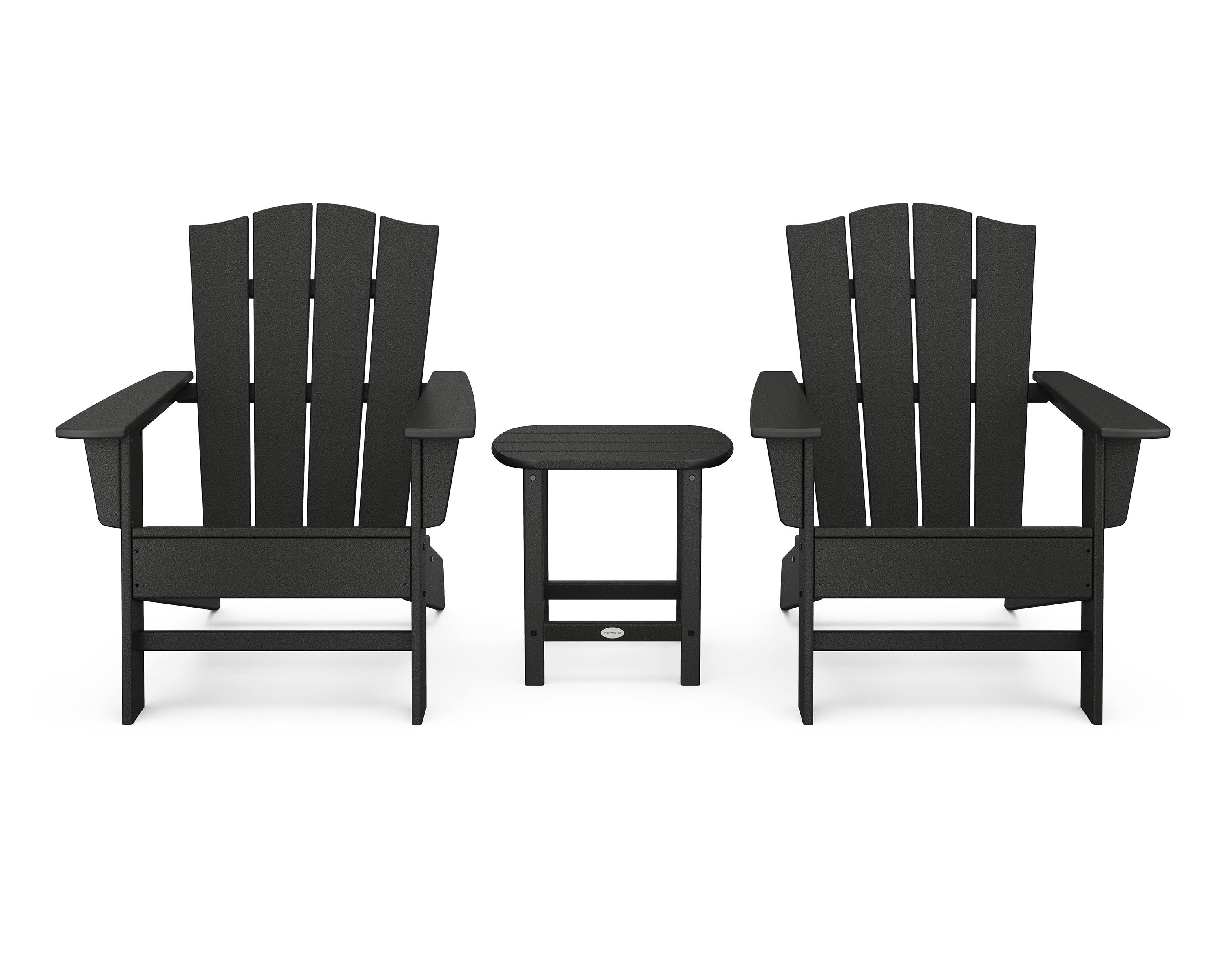 POLYWOOD Wave 3-Piece Adirondack Chair Set with The Crest Chairs NVBJ6D_RNNN