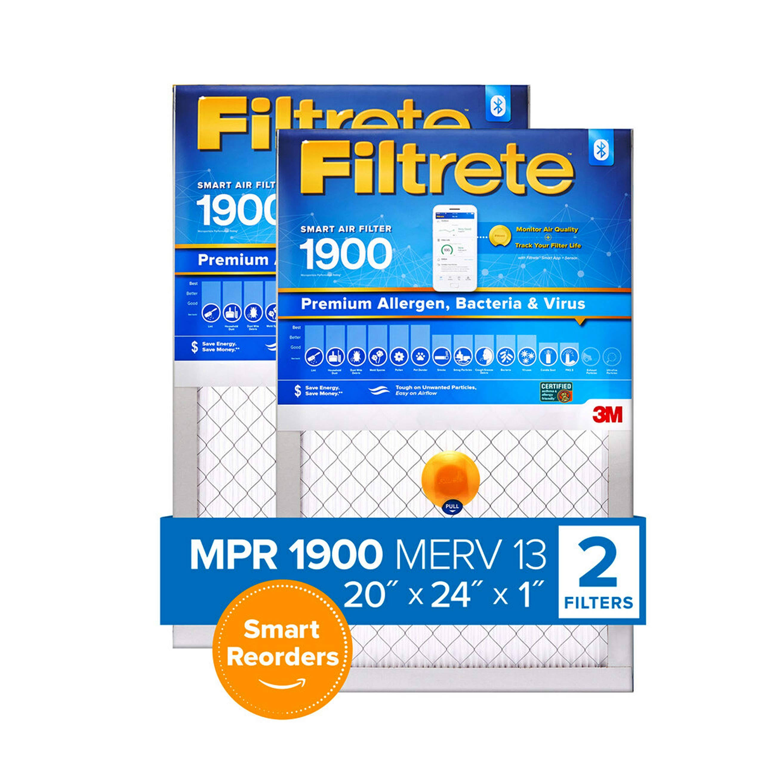 Filtrete 20x24x1 Smart Replenishable AC Furnace Air Filter, MPR 1900, Premium Allergen, Bacteria Virus, 2-QWC3G3_BMEJ Filtrete 20x24x1 Smart Replenishable AC Furnace Air Filter, MPR 1900, Premium Allergen, Bacteria Virus, 2-QWC3G3_BMEJ