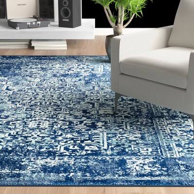 Mistana Elson Navy/Ivory Area Rug; Rectangle 12' x 18' 5RLUUV_LZCA Mistana Elson Navy/Ivory Area Rug; Rectangle 12' x 18' 5RLUUV_LZCA