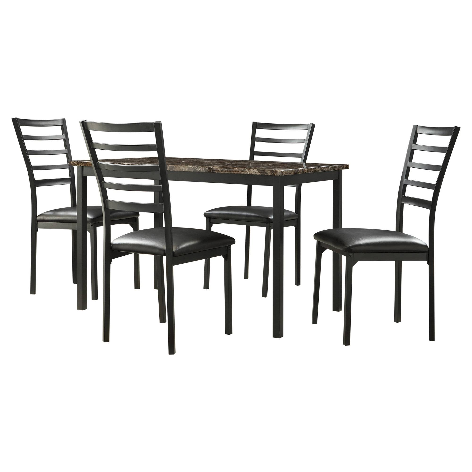5 Piece Pratt Faux Marble Dining Set Metal Black WWNWJH_OMHF