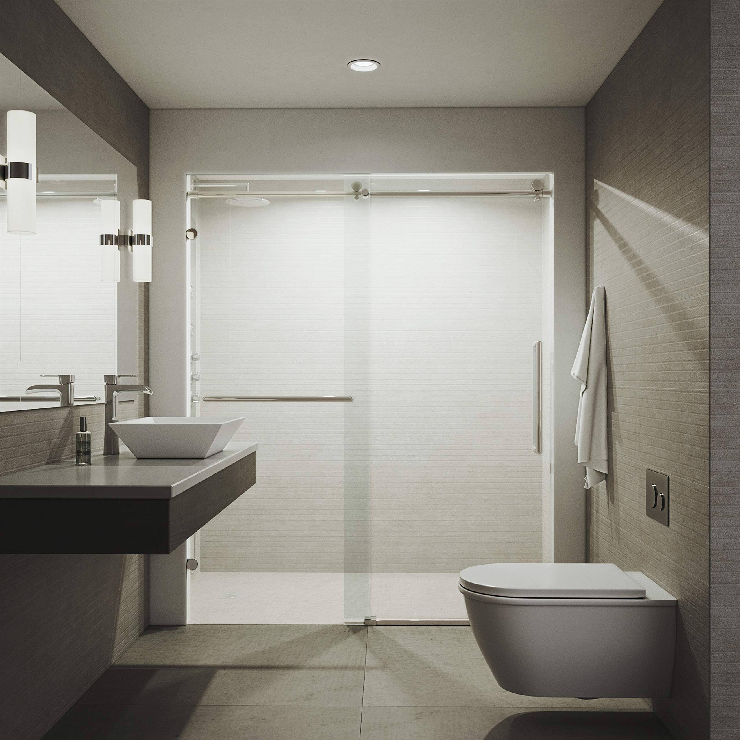 Vigo Ferrara Stainless Steel 72x74-inch Adjustable Frameless Sliding Shower DOOR, BQQNPC_PVIF Vigo Ferrara Stainless Steel 72x74-inch Adjustable Frameless Sliding Shower DOOR, BQQNPC_PVIF