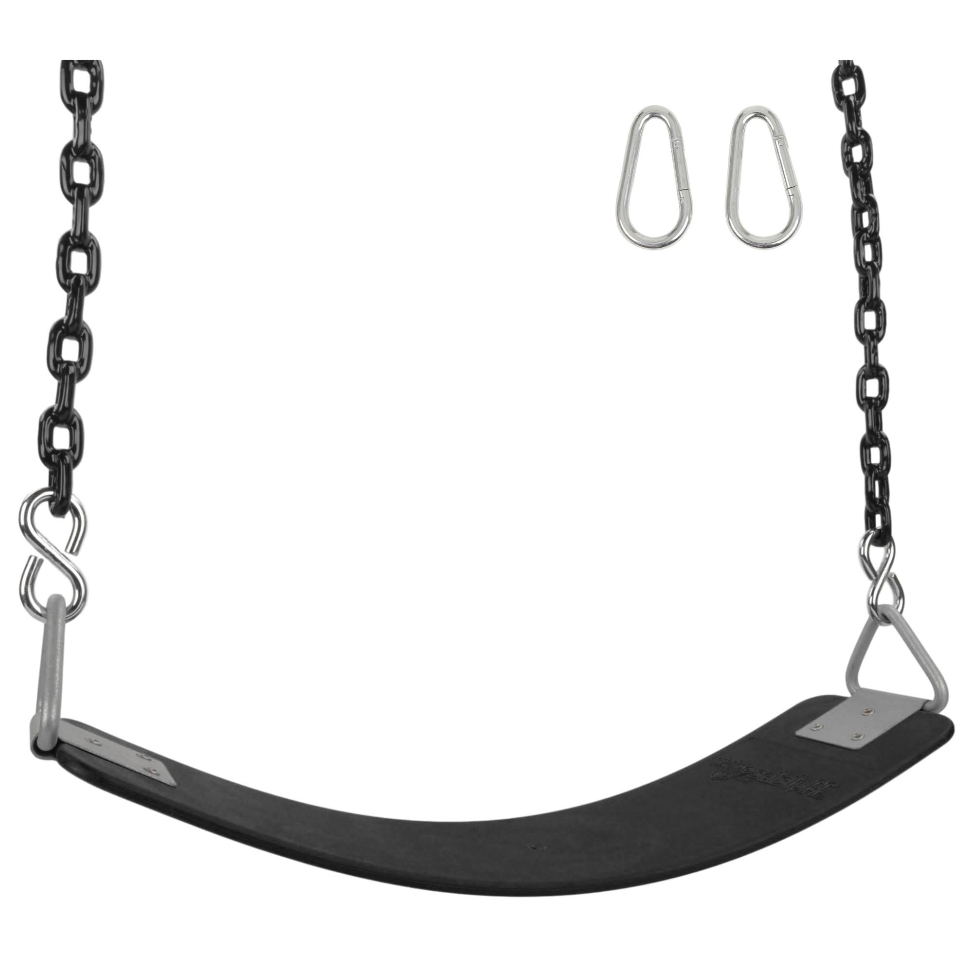 Swing Set Stuff Inc. Commercial Polymer Belt Seat (Black) with 8.5 ft. Coated YATBQM_XPOD