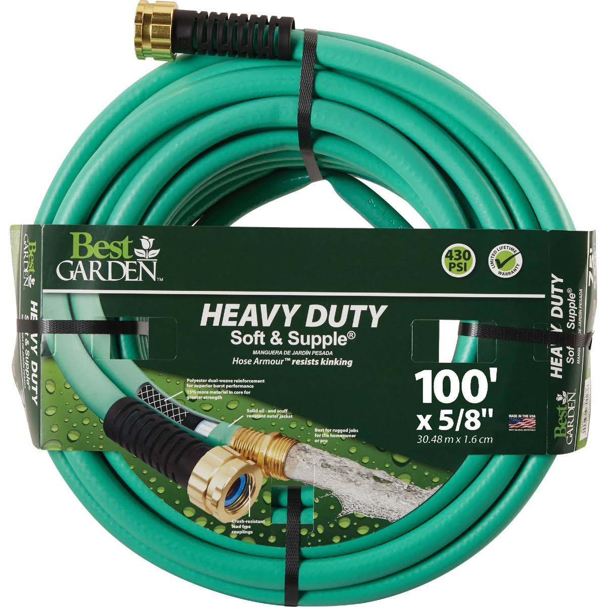Best Garden 5/8 in. Dia. x 100 ft. L. Heavy-Duty Soft Supple Garden Hose N4SYJB_UDD4 Best Garden 5/8 in. Dia. x 100 ft. L. Heavy-Duty Soft Supple Garden Hose N4SYJB_UDD4