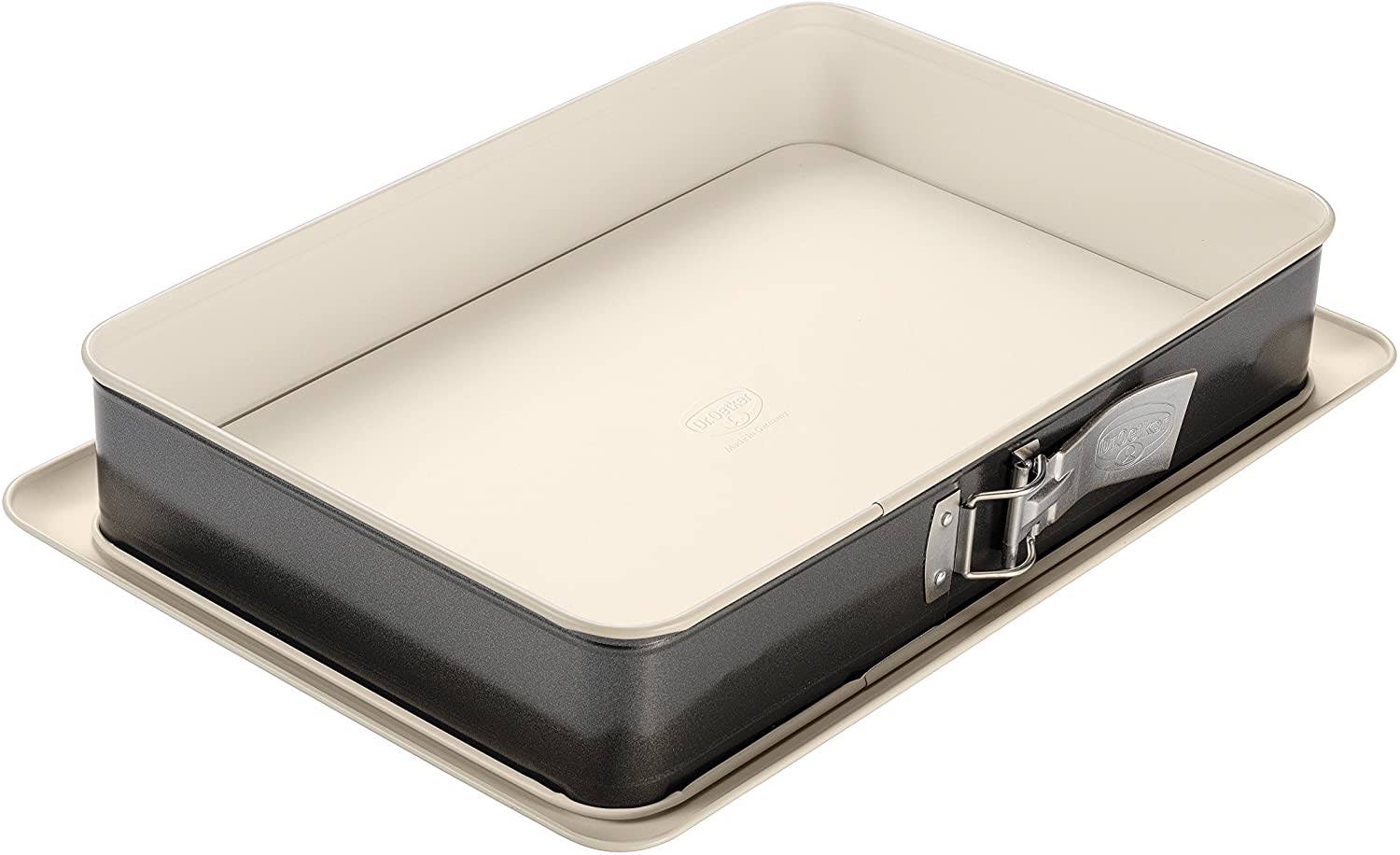 Dr. Oetker 4861 Rectangular Springform Cake Tin, Steel, Cream / Anthracite, 38 x 25 BDBOD3_S2WE