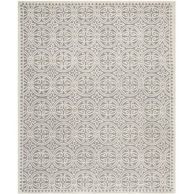Landen Hand-Tufted Silver/Ivory Area Rug Rug Size Rectangle 8' x 10' OUKZLM_3N3Q Landen Hand-Tufted Silver/Ivory Area Rug Rug Size Rectangle 8' x 10' OUKZLM_3N3Q