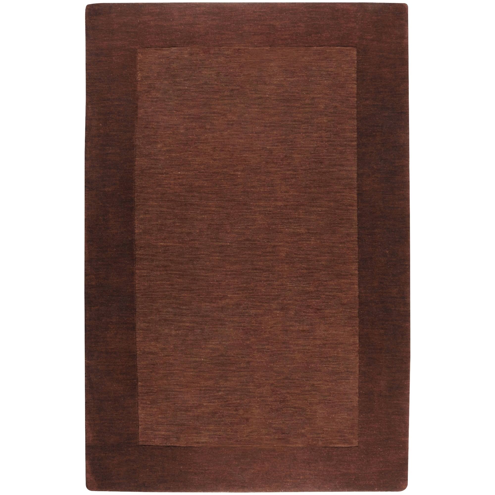Hand-Crafted Solid Brown Tone-on-Tone Bordered Alder Wool Area Rug - 9' x 13' 5HO3EA_IGHY