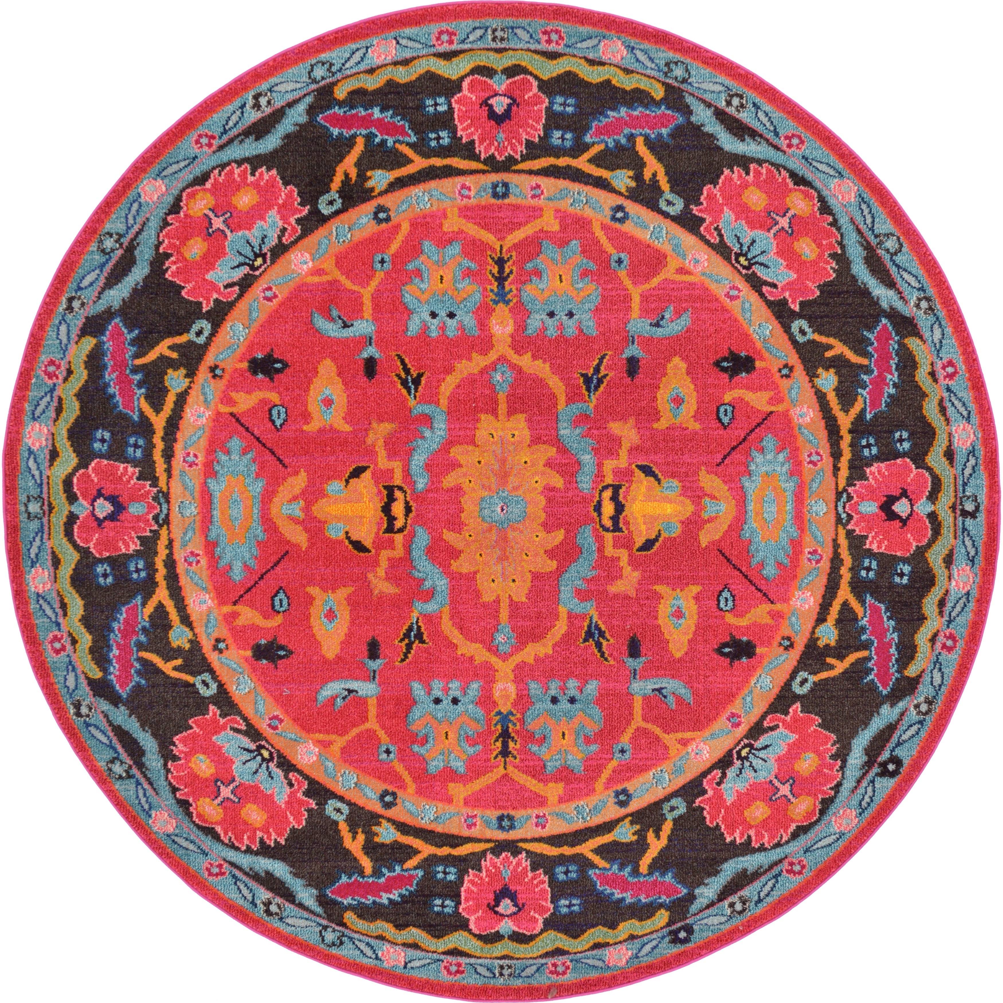 Unique Loom Medici Flamenco Rug (Pink - 8' x 8' Round) MGNCJ2_ZFDD Unique Loom Medici Flamenco Rug (Pink - 8' x 8' Round) MGNCJ2_ZFDD