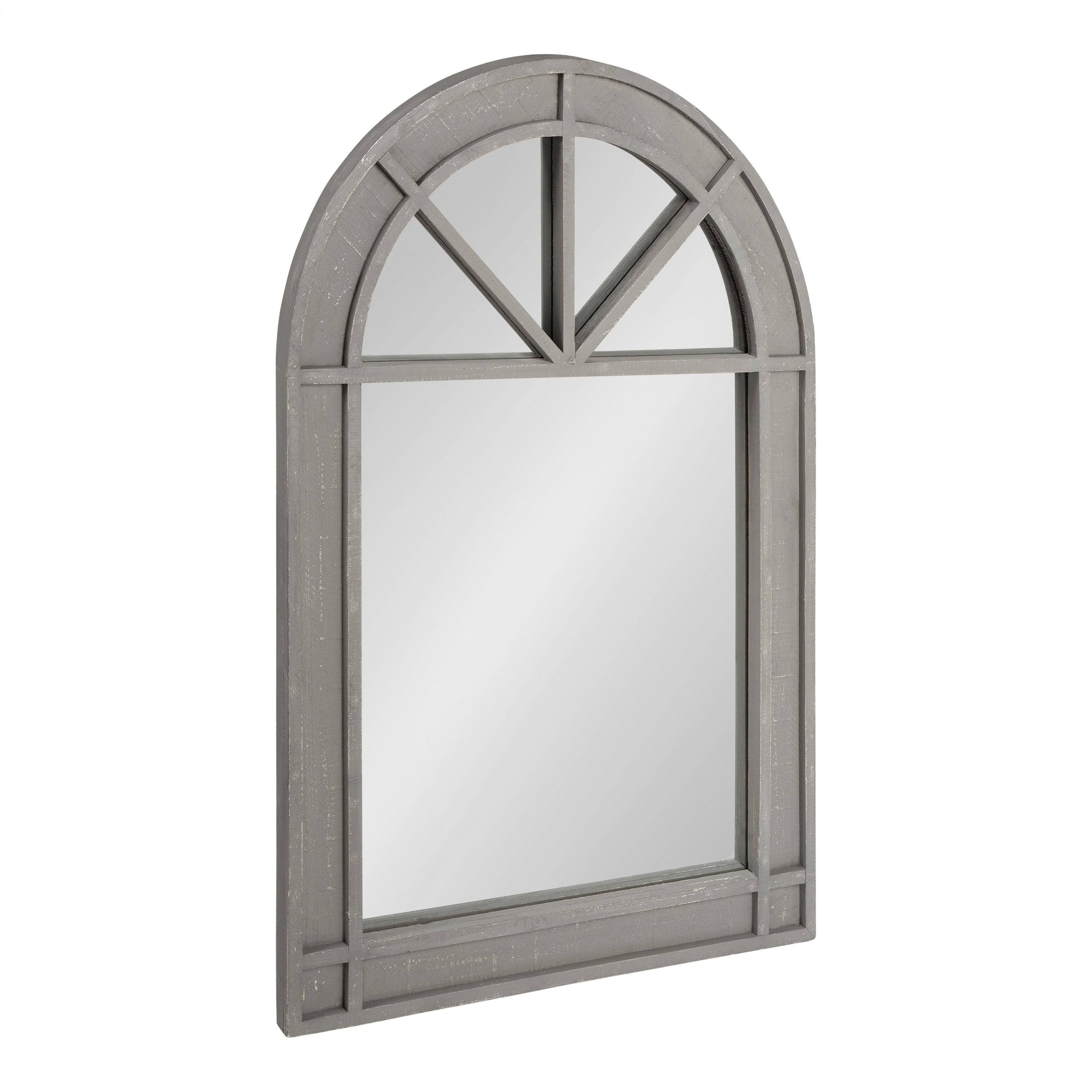 Kate and Laurel Stonebridge 36-in L x 24-in W Arch Gray Framed Wall Mirror | OO1FUC_YAN3
