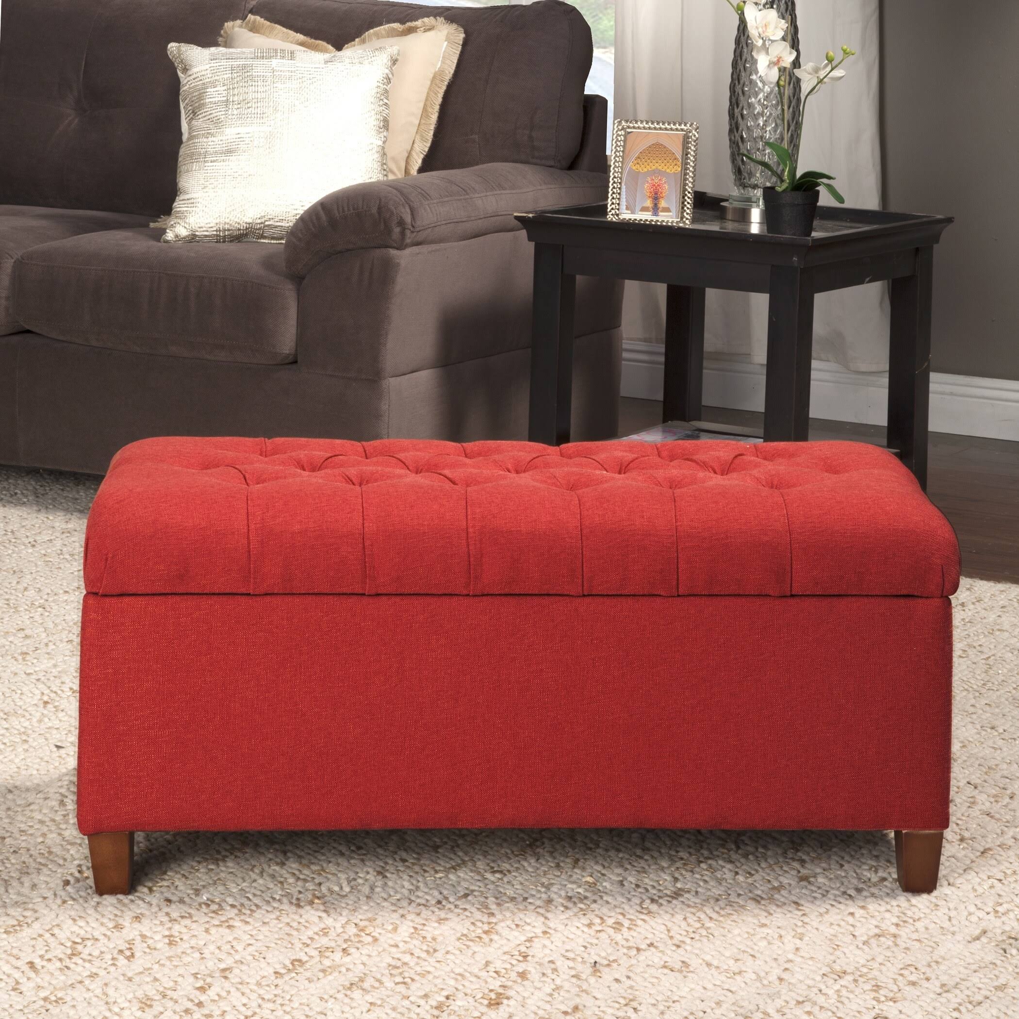 Copper Grove Bresse Button-Tufted Cranberry Storage Bench - QMBKZT_8R50 Copper Grove Bresse Button-Tufted Cranberry Storage Bench - QMBKZT_8R50