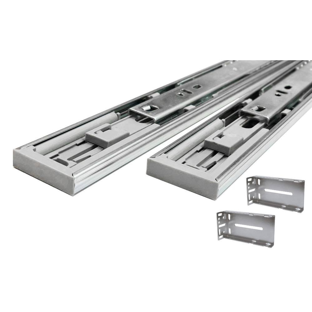 Kingsman Hardware 18 in. Full Extension Ball Bearing Side Mount Soft Close Drawer Slide with Rear Bracket Set (8-Pair) R160RC_S0LH