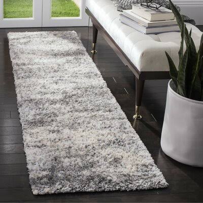 Rabia Gray/Cream Area Rug Wrought Studio Rug Size Runner 2' x 16' BROVRD_UPSJ