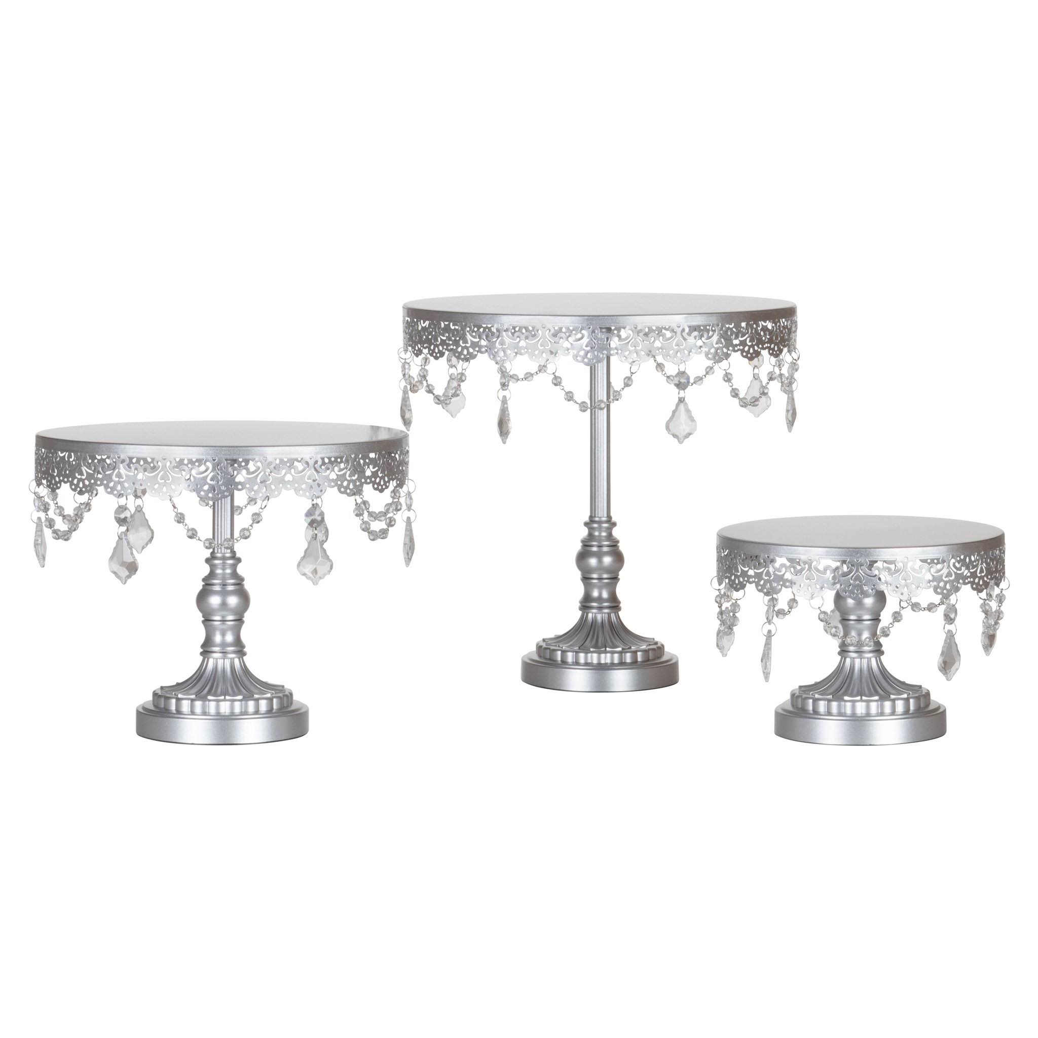 Amalfi Decor 3-Piece Crystal Cake Stand Set (Silver) Stainless Steel CFXVCV_TCRH Amalfi Decor 3-Piece Crystal Cake Stand Set (Silver) Stainless Steel CFXVCV_TCRH