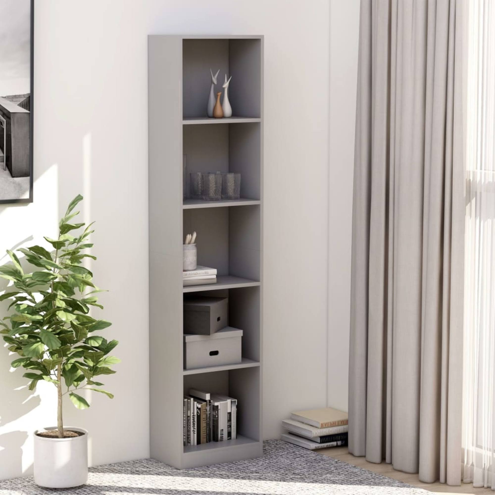 vidaXL 5-Tier Book Cabinet Gray 15.7 YXDNY4_2XY7 vidaXL 5-Tier Book Cabinet Gray 15.7 YXDNY4_2XY7