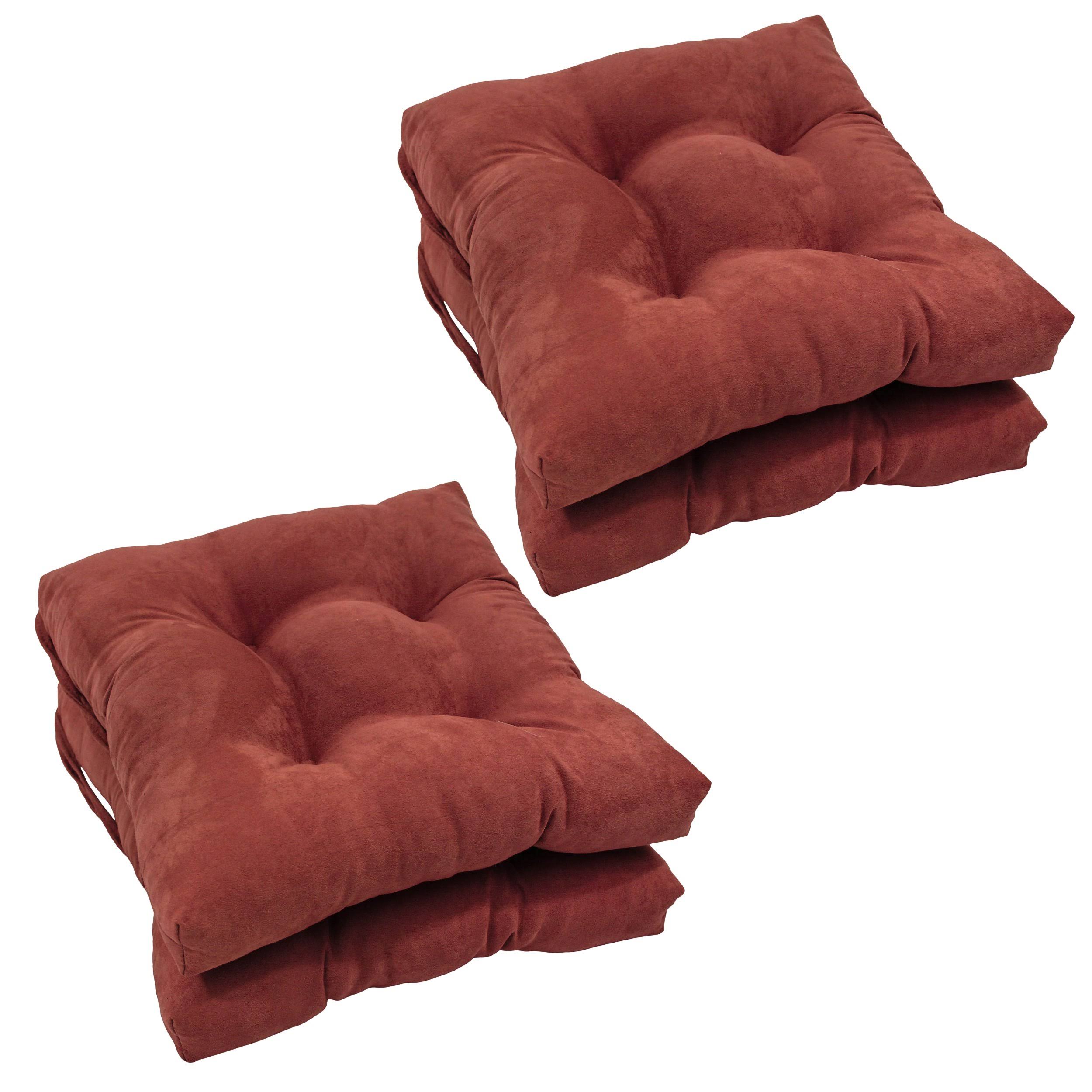 Blazing Needles 16-inch Solid Micro Suede Square Tufted Chair Cushions (Set of 4) - Red YOGSVR_SJY4 Blazing Needles 16-inch Solid Micro Suede Square Tufted Chair Cushions (Set of 4) - Red YOGSVR_SJY4