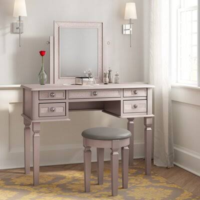 Ferris Vanity Set with Mirror House of Hampton Color Rose WYAQAE_2HEF Ferris Vanity Set with Mirror House of Hampton Color Rose WYAQAE_2HEF