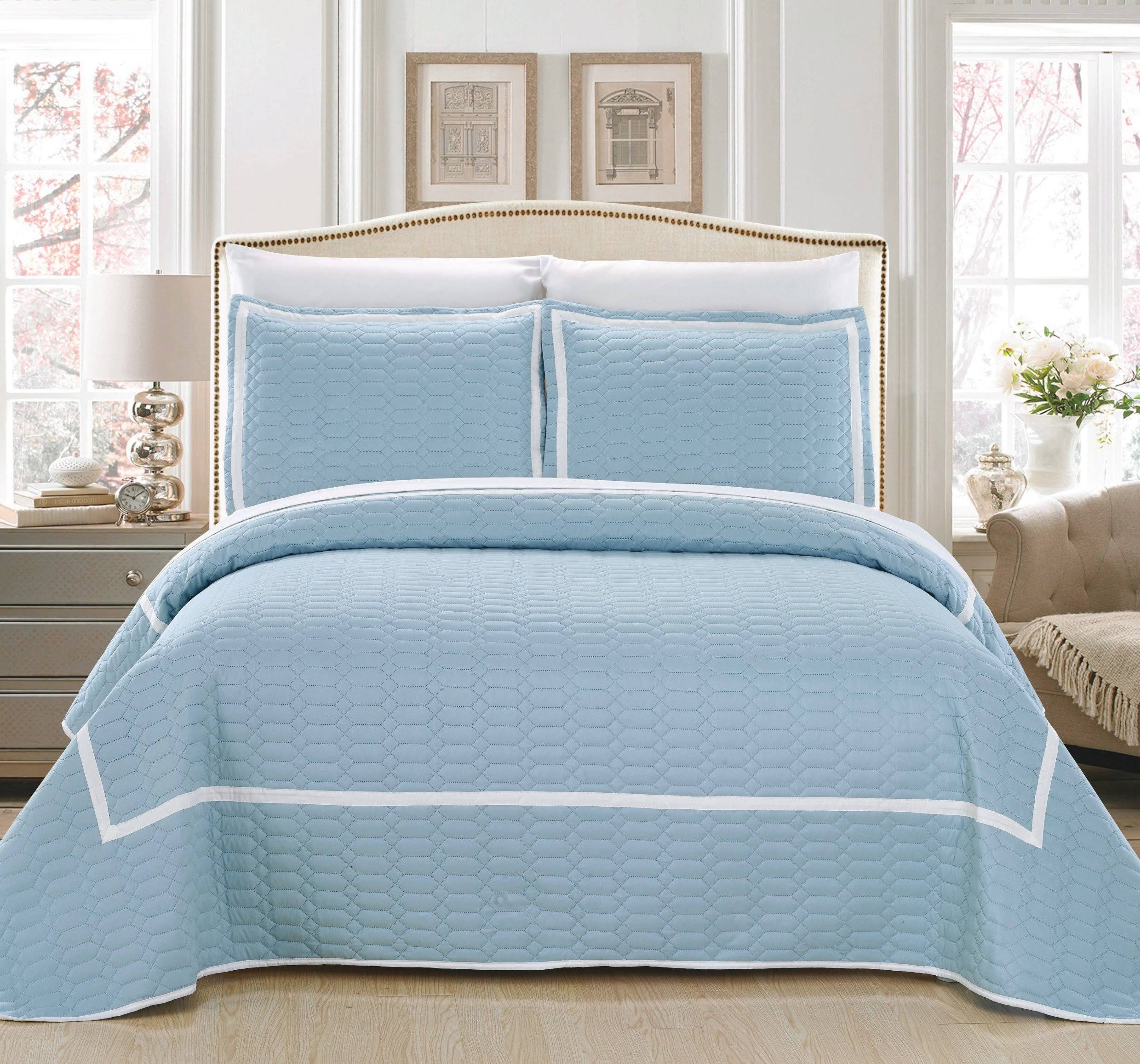 Chic Home Birmingham Quilt Set, Blue, UFBXA8_HQNL Chic Home Birmingham Quilt Set, Blue, UFBXA8_HQNL
