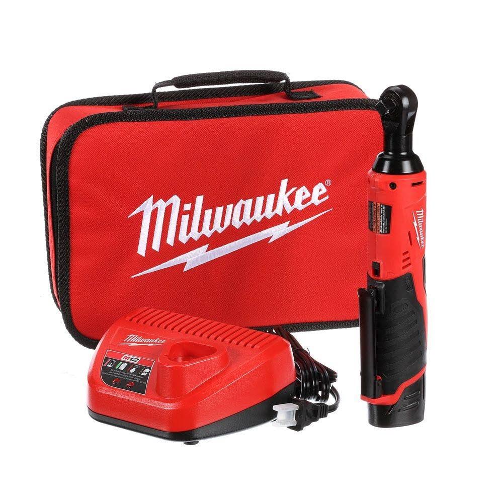 Milwaukee 2457-21 3/8-in Cordless M12 Lithium-Ion Ratchet Kit (Ratchet Kit w/Tool Bag) WOLOQG_2JX5