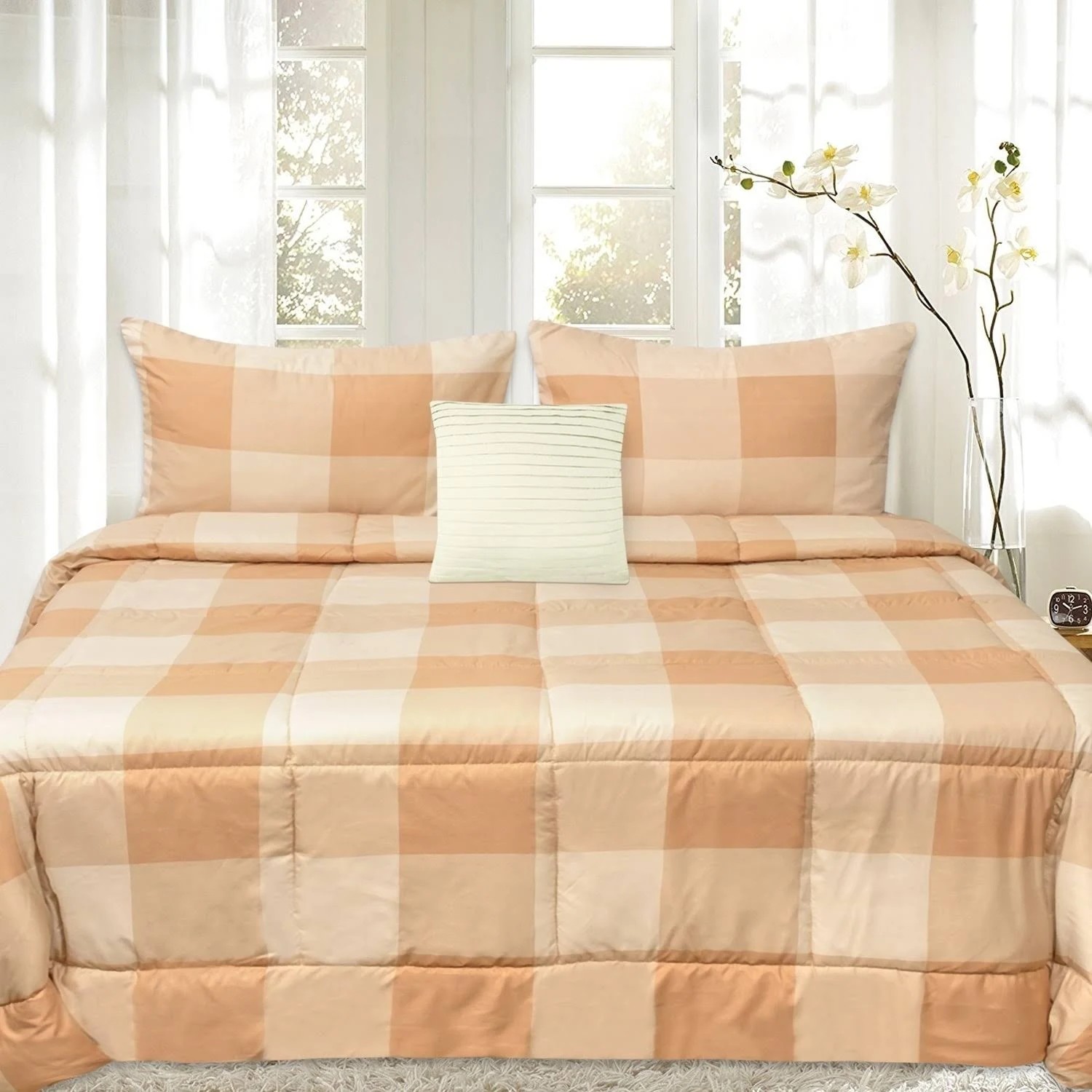 Sweet Home Collection 4 Piece Buffalo Check Comforter Set (Assorted Colors) - Taupe - 9RH9CC_8VQI Sweet Home Collection 4 Piece Buffalo Check Comforter Set (Assorted Colors) - Taupe - 9RH9CC_8VQI