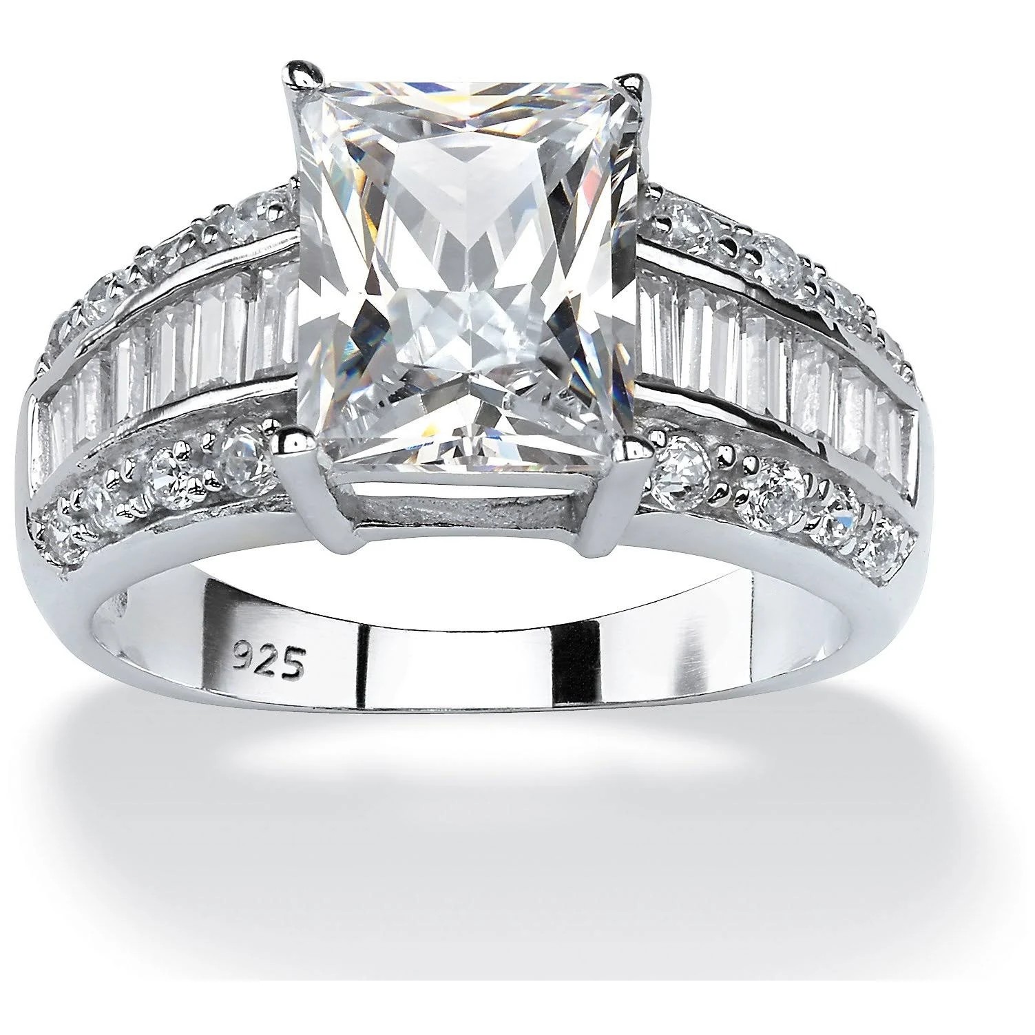 PalmBeach Jewelry 426348 4.94 TCW Emerald-Cut Cubic Zirconia Engagement Anniversary Ring in Platinum Over Sterling Silver Size JT4K6J_D6MR PalmBeach Jewelry 426348 4.94 TCW Emerald-Cut Cubic Zirconia Engagement Anniversary Ring in Platinum Over Sterling Silver Size JT4K6J_D6MR