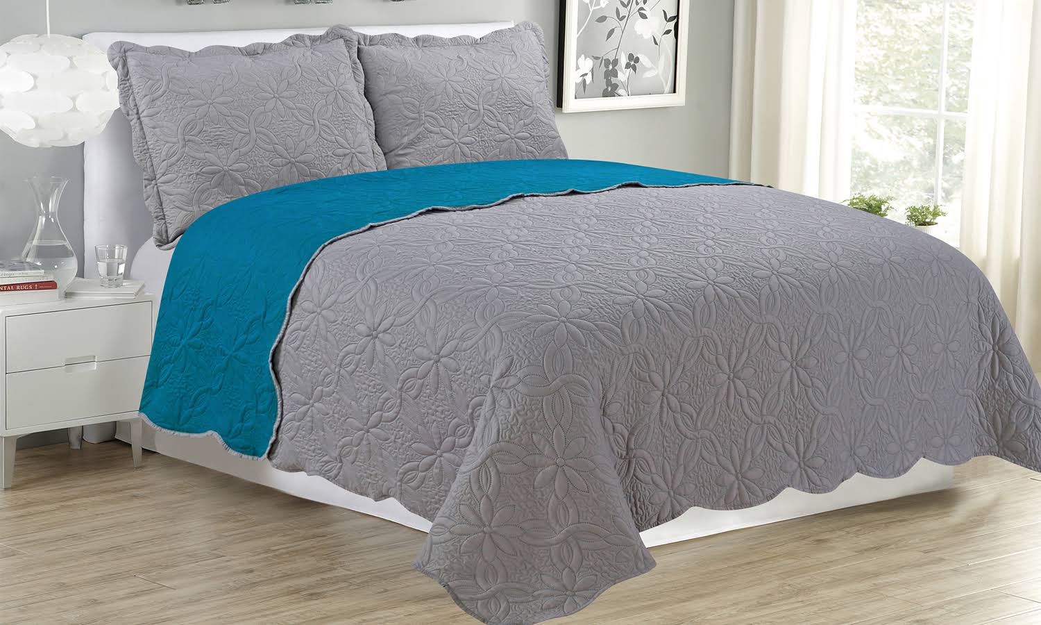 Sherry - 3 Piece Reversible Solid Quilt Set by Glory Home Design. Queen Other Grey NSD2GD_X54Z Sherry - 3 Piece Reversible Solid Quilt Set by Glory Home Design. Queen Other Grey NSD2GD_X54Z