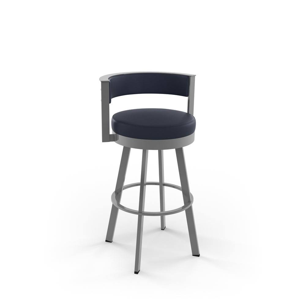 Amisco Browser Swivel Bar Stool - Navy Blue Faux Leather / Glossy Grey FCVRLW_BCI4 Amisco Browser Swivel Bar Stool - Navy Blue Faux Leather / Glossy Grey FCVRLW_BCI4