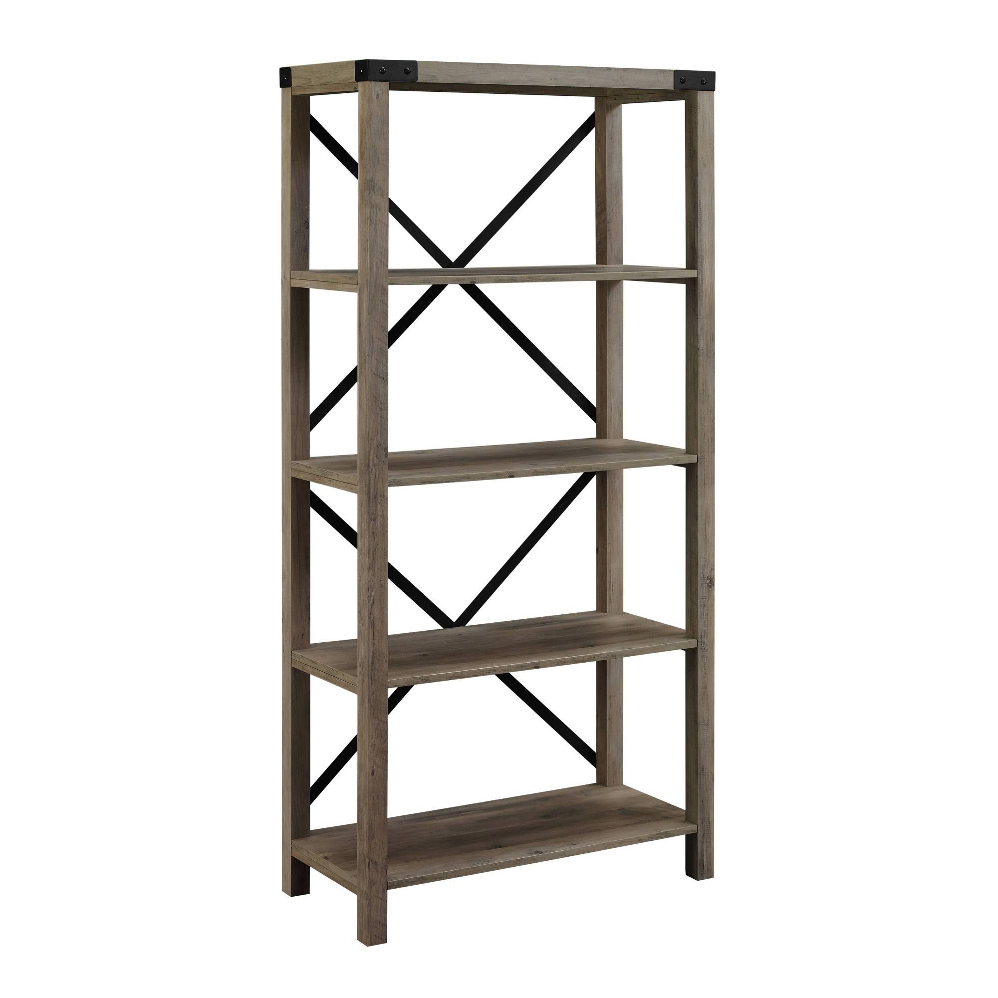 Sophie Rustic Farmhouse x Frame Bookshelf Sable Gray Wash - Saracina IM2EEE_MJM6 Sophie Rustic Farmhouse x Frame Bookshelf Sable Gray Wash - Saracina IM2EEE_MJM6