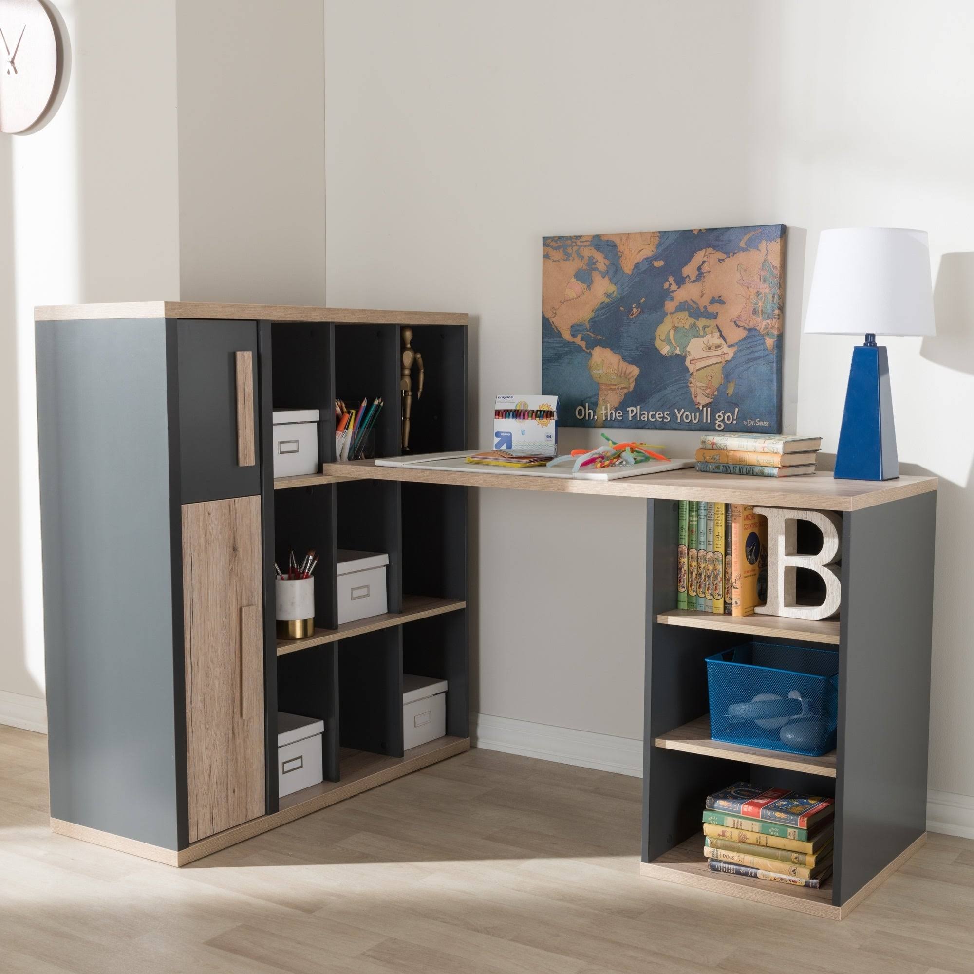 Baxton Studio Contemporary Dark Grey and Light Brown Study Desk by, Size 6BPMZD_7VRR Baxton Studio Contemporary Dark Grey and Light Brown Study Desk by, Size 6BPMZD_7VRR