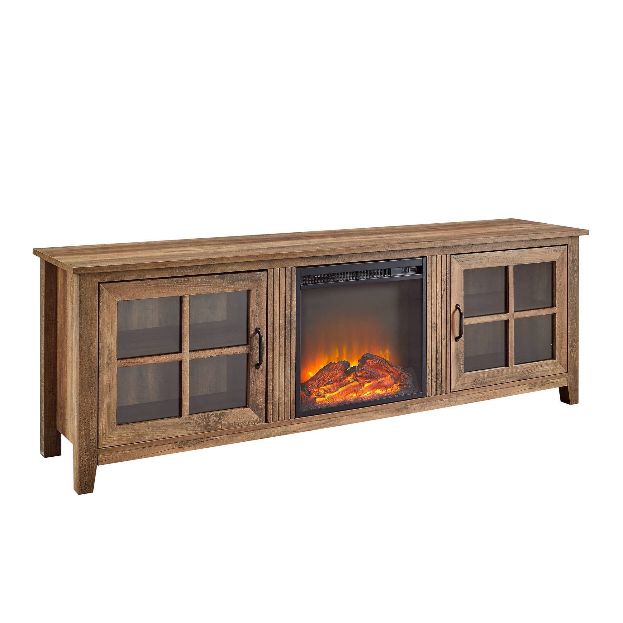Tasi Transitional Farmhouse Glass Window Pane Door with Electric Fireplace TV Stand for TVs Up to 80 MO70NH_VORE Tasi Transitional Farmhouse Glass Window Pane Door with Electric Fireplace TV Stand for TVs Up to 80 MO70NH_VORE