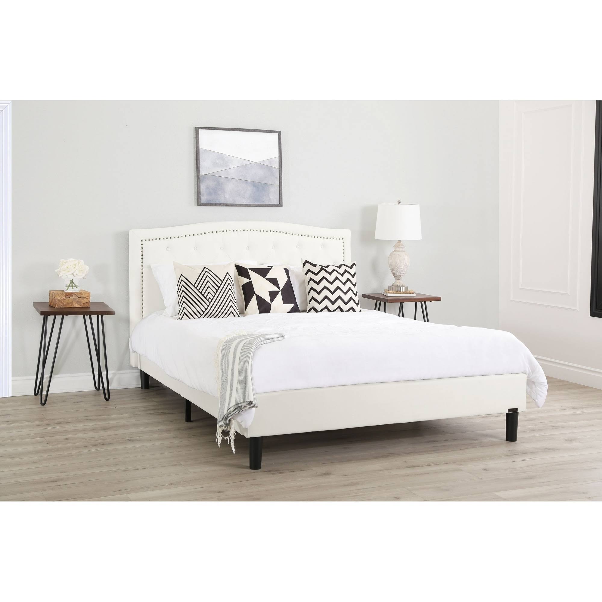 Abbyson Mandy Tufted Upholstered Bed - Cream - B5HMX7_OLYI
