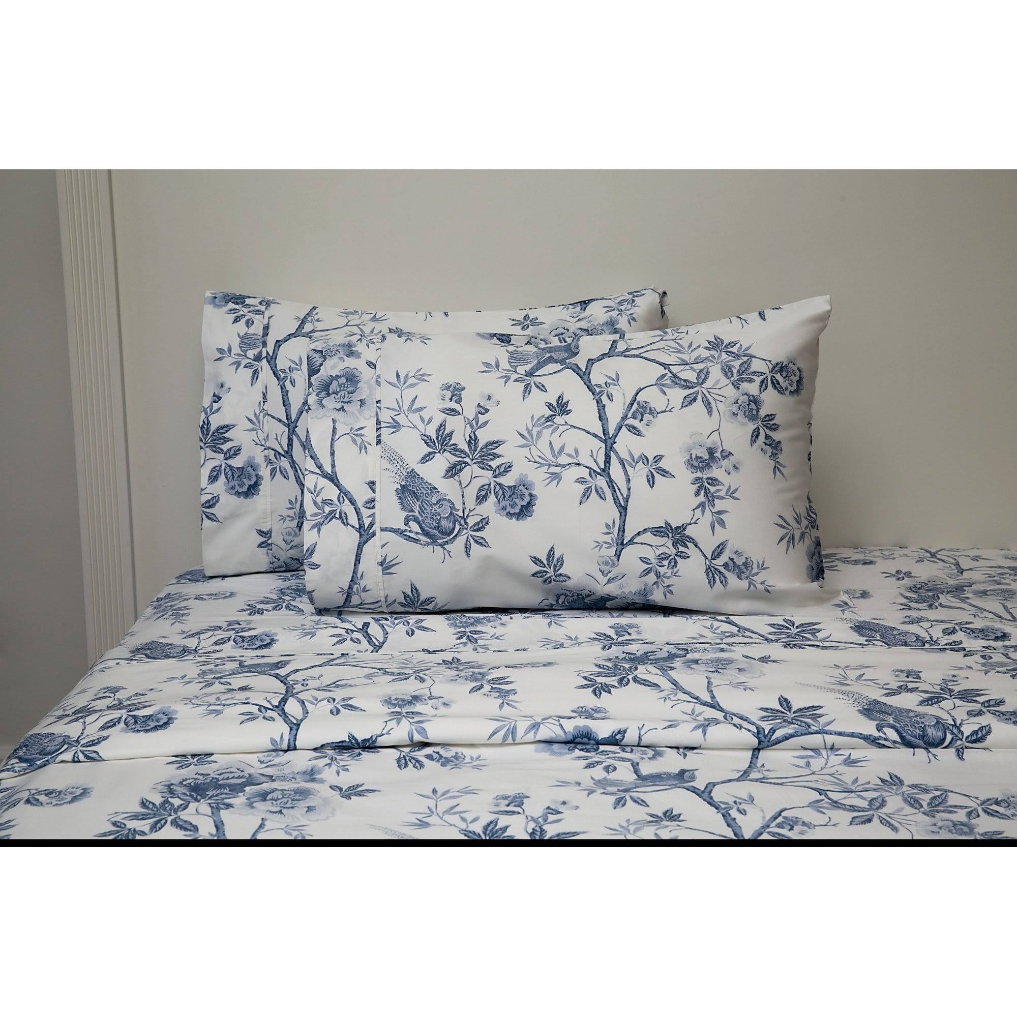Josephine 400 Thread Count Cotton Sheet Set (Full - White/Blue) QV46BG_GCFF Josephine 400 Thread Count Cotton Sheet Set (Full - White/Blue) QV46BG_GCFF