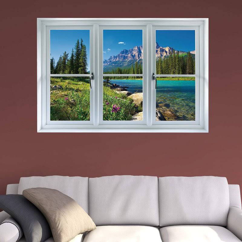 Fathead Banff Mountains in Bloom Instant Window Wall IDOQRN_IAWH Fathead Banff Mountains in Bloom Instant Window Wall IDOQRN_IAWH