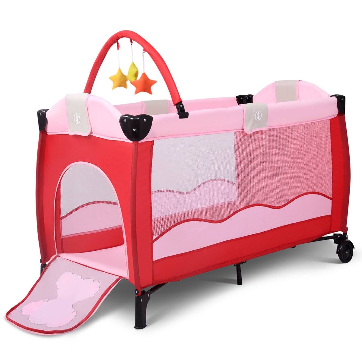 Giantex Pink Baby Crib Playpen Playard Pack Travel Infant Bassinet Bed ONF6EH_PRHN Giantex Pink Baby Crib Playpen Playard Pack Travel Infant Bassinet Bed ONF6EH_PRHN