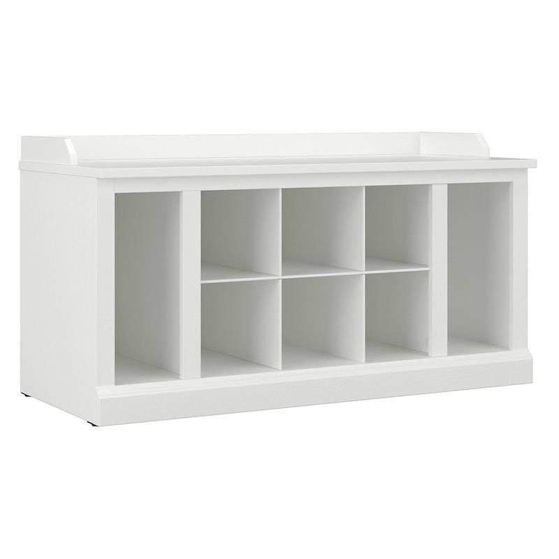 Kathy Ireland Home by Bush Furniture Woodland 40W Shoe Storage Bench with Shelves in White Ash - Engineered 6VSPZF_CFKL Kathy Ireland Home by Bush Furniture Woodland 40W Shoe Storage Bench with Shelves in White Ash - Engineered 6VSPZF_CFKL