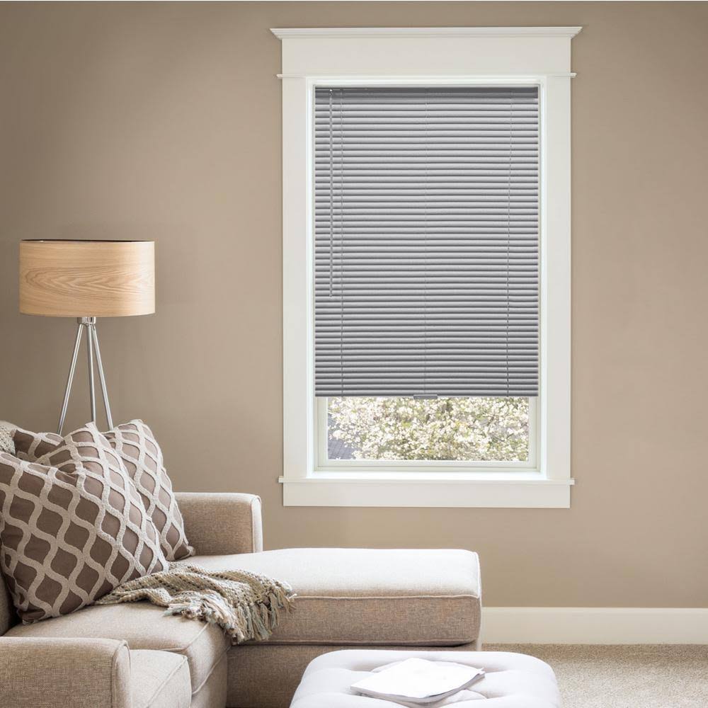 Hampton Bay Gray Cordless Room Darkening 1 in. Vinyl Mini Blind for Window or Door - 64.5 in. W x 48 in. JVLYYM_JYSF Hampton Bay Gray Cordless Room Darkening 1 in. Vinyl Mini Blind for Window or Door - 64.5 in. W x 48 in. JVLYYM_JYSF