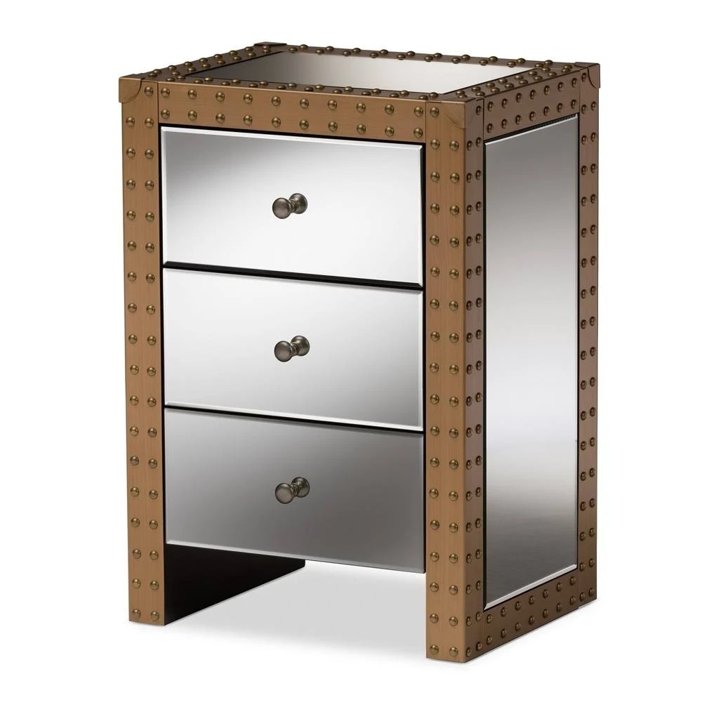 Baxton Studio Azura Rustic Industrial Style 3-Drawer Mirrored 0JQU9D_Y2TU Baxton Studio Azura Rustic Industrial Style 3-Drawer Mirrored 0JQU9D_Y2TU