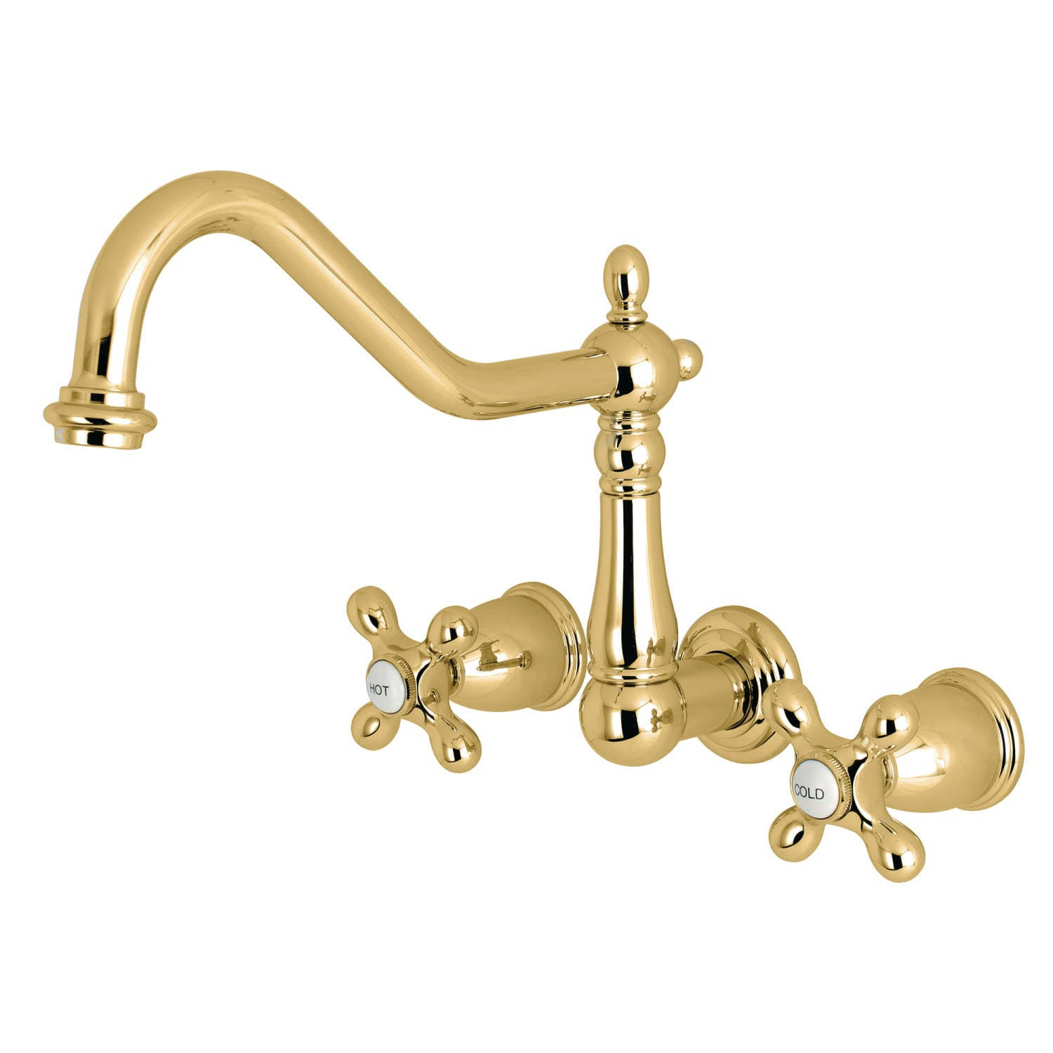 Kingston Brass Ks1282ax Heritage Wall Mount Kitchen Faucet, Polished UZ0UZK_OF2E Kingston Brass Ks1282ax Heritage Wall Mount Kitchen Faucet, Polished UZ0UZK_OF2E