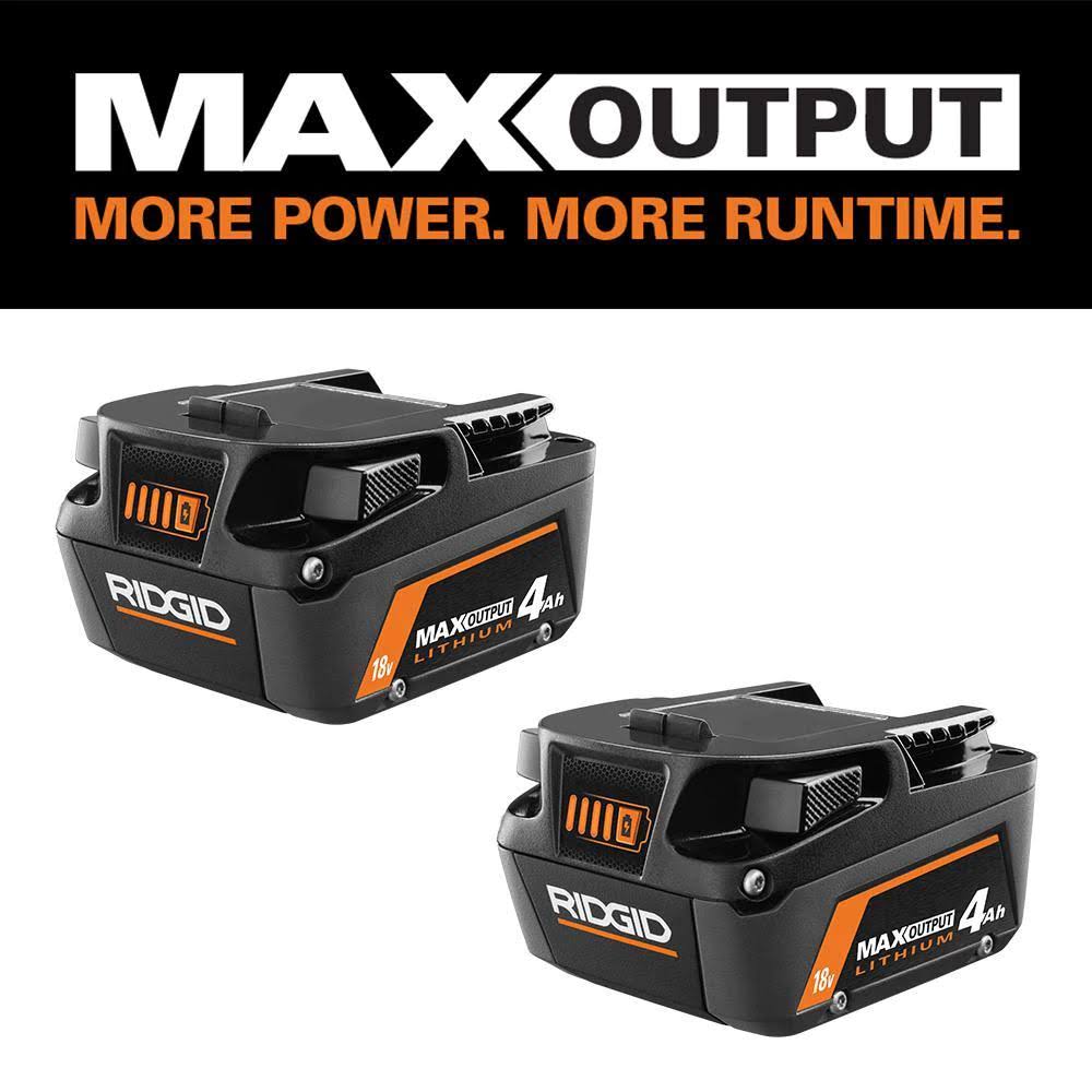 Ridgid 18V Lithium-Ion Max Output 4.0 Ah Battery (2-Pack) MXCWUI_XFUX Ridgid 18V Lithium-Ion Max Output 4.0 Ah Battery (2-Pack) MXCWUI_XFUX