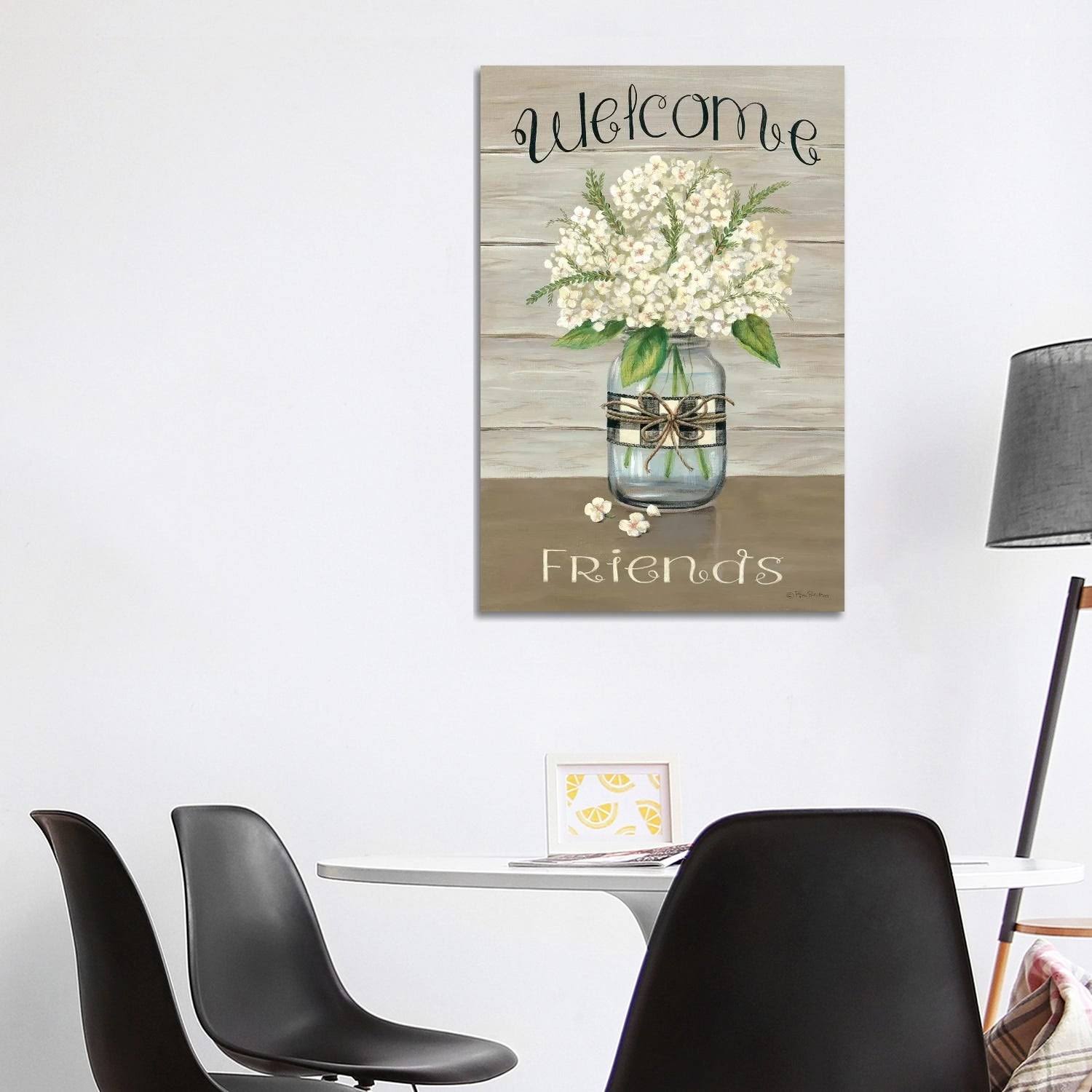 iCanvas Welcome Friends Mason Jar by Pam Britton Canvas Print - 40x26x0.05B8BX_PD7W iCanvas Welcome Friends Mason Jar by Pam Britton Canvas Print - 40x26x0.05B8BX_PD7W