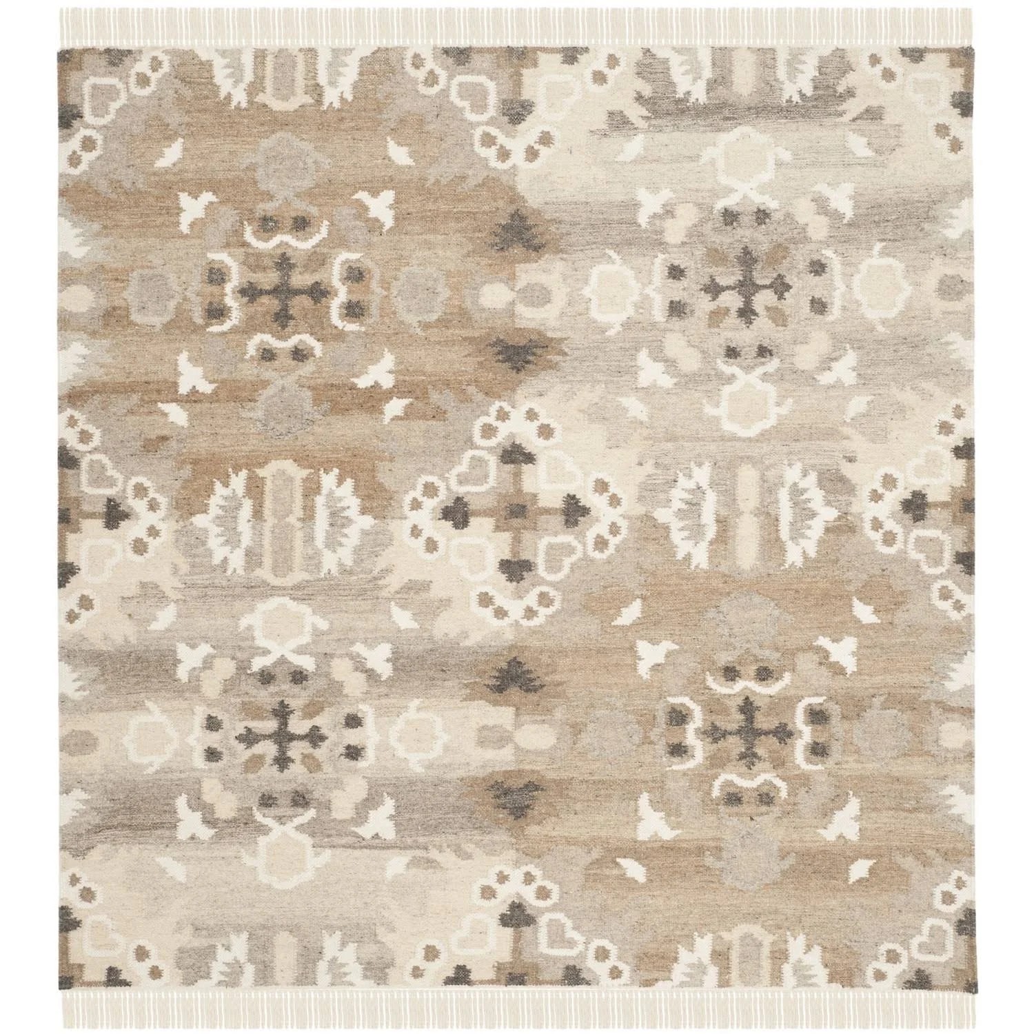 Safavieh Natural Kilim NKM318A Grey / Multi 5' x 5' Square Area UX9OTB_BTT1 Safavieh Natural Kilim NKM318A Grey / Multi 5' x 5' Square Area UX9OTB_BTT1