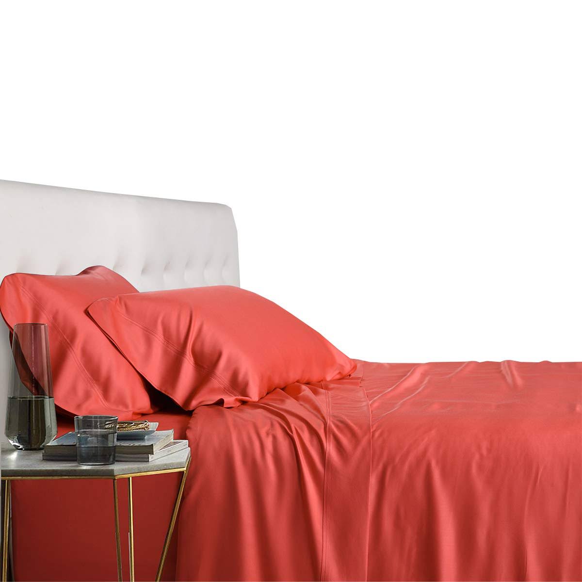Royal Tradition 100 Percent Bamboo Bed Sheet Set, Split California King, Solid Coral, Super Soft and Cool Bamboo Viscose 5pc E7LJBJ_HWNI Royal Tradition 100 Percent Bamboo Bed Sheet Set, Split California King, Solid Coral, Super Soft and Cool Bamboo Viscose 5pc E7LJBJ_HWNI