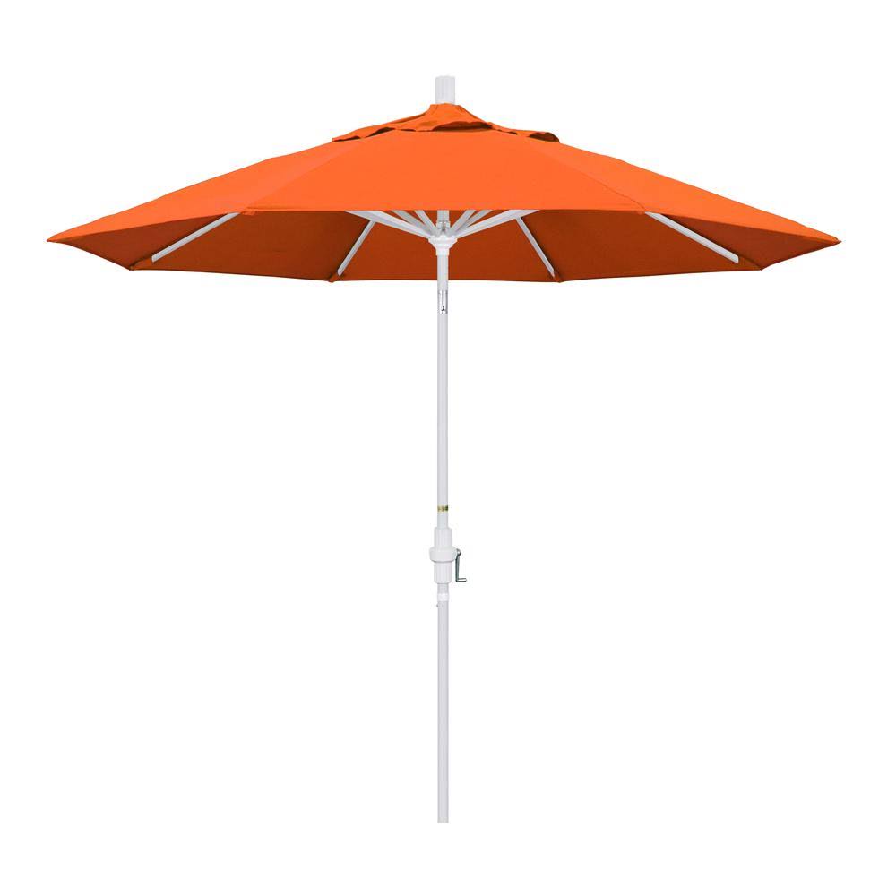 California Umbrella 9' Umbrella, Aluminum Pole Aluminum Ribs Collar Tilt, Matted White/TRU6LB_DKQI