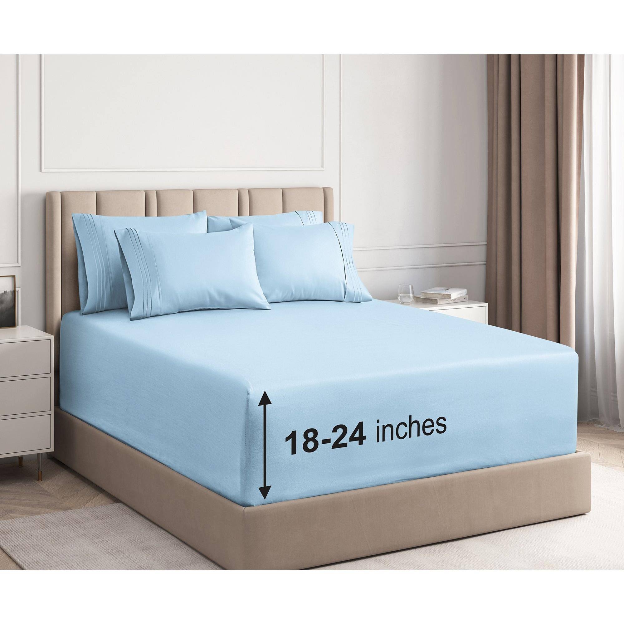 6 Piece Deep Pocket Sheet Set - CGK Unlimited in Light Blue, Size THFEK5_KTSL 6 Piece Deep Pocket Sheet Set - CGK Unlimited in Light Blue, Size THFEK5_KTSL