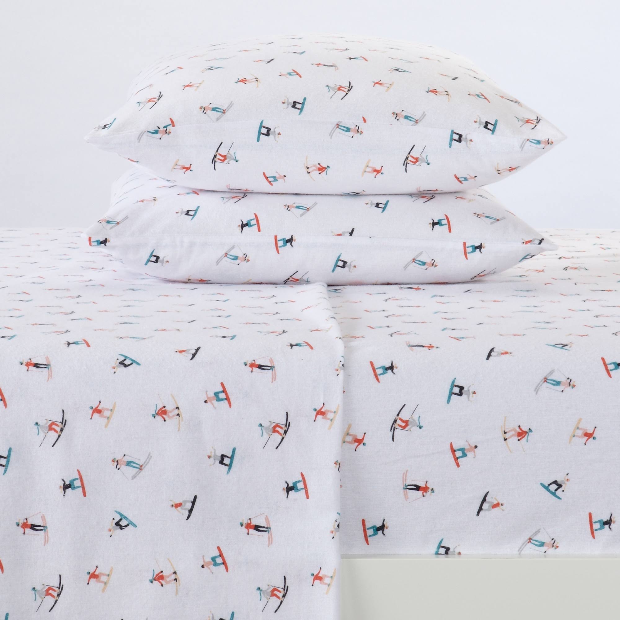 Great Bay Home 100% Cotton Flannel Lodge Printed Sheet Set California King Ski NRPK2D_CJVO Great Bay Home 100% Cotton Flannel Lodge Printed Sheet Set California King Ski NRPK2D_CJVO