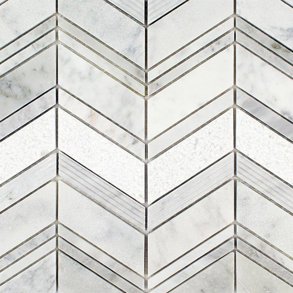 Dart Winged Random Sized Marble Mosaic Tile in Carrara Ivy Hill TPBHU5_16FH