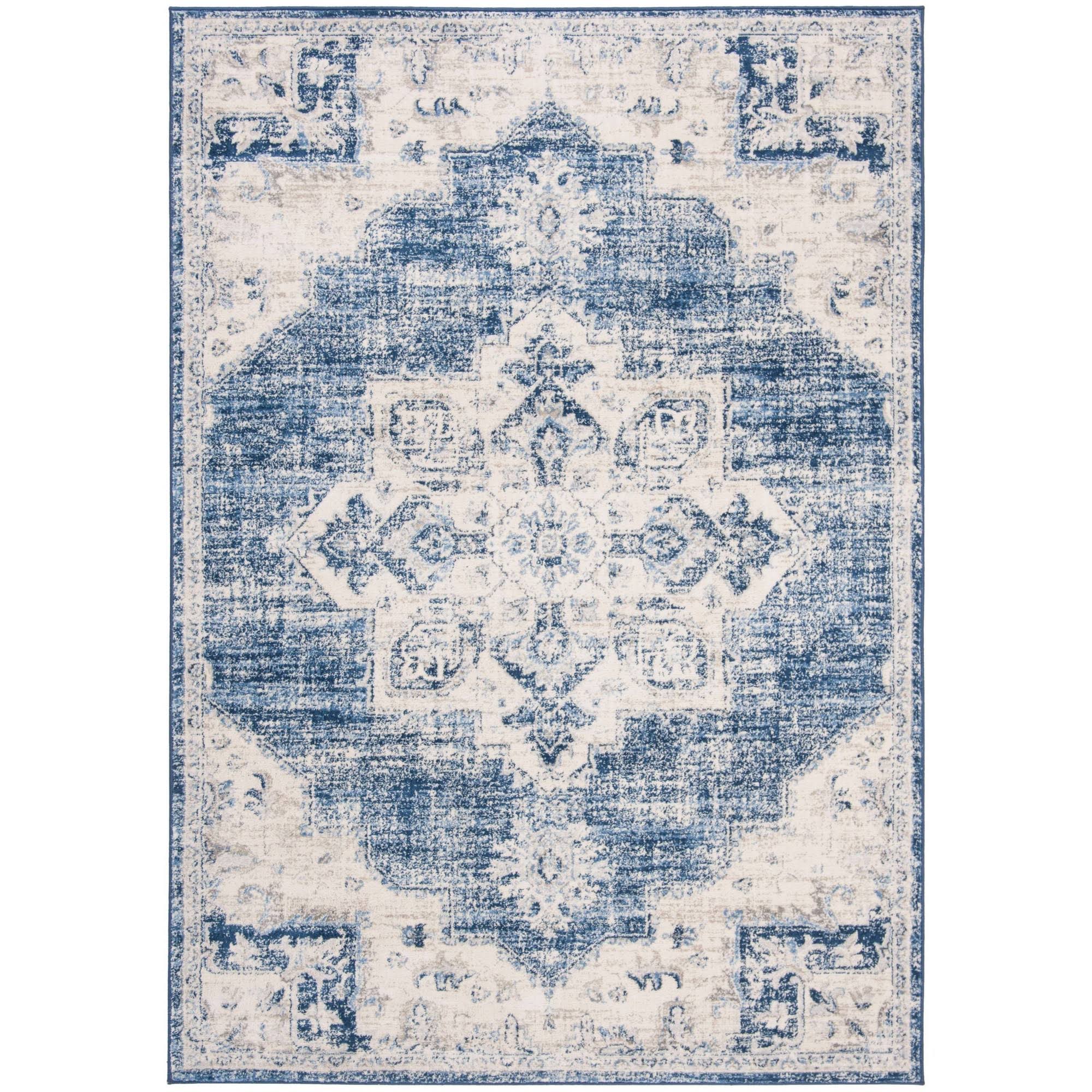 Safavieh Brentwood Ivory/Navy 6 ft. x 9 ft. Border Area SR97NS_OFYO Safavieh Brentwood Ivory/Navy 6 ft. x 9 ft. Border Area SR97NS_OFYO